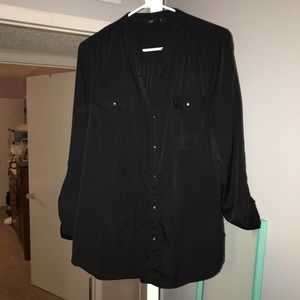 Black Women’s Button Down Longsleeve Dress Shirt
